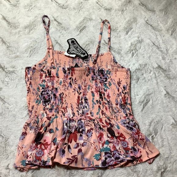 Angie smocked floral blouse spring summer - Picture 8 of 11